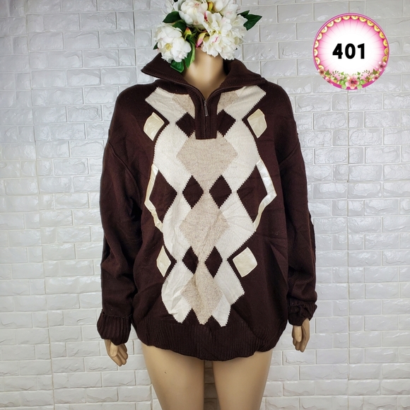 maestro Sweaters - maestro large brown & beige pull over
